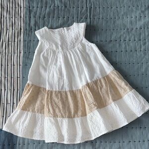 Zara White and Tan Kids Casual Dress